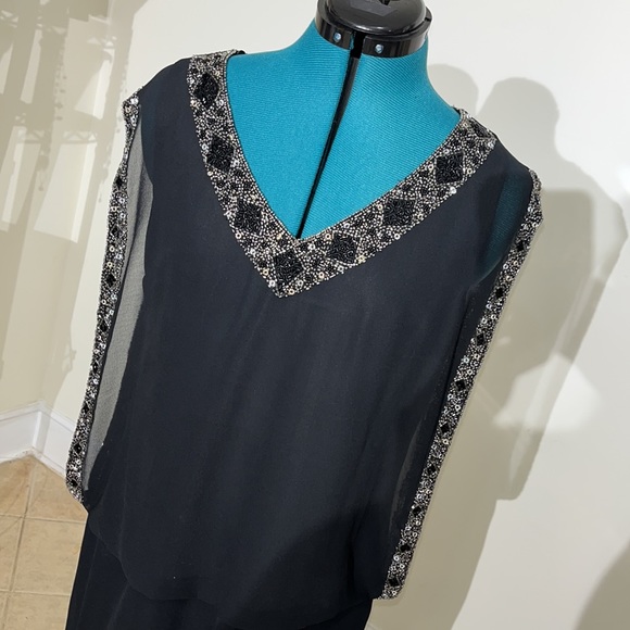 NWT: Jkara black dress with sequins and beading - Picture 1 of 12